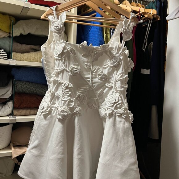 BHLDN Floral Appliqué Fit-and-Flare Mini Dress - white mini dress - Picture 3 of 4